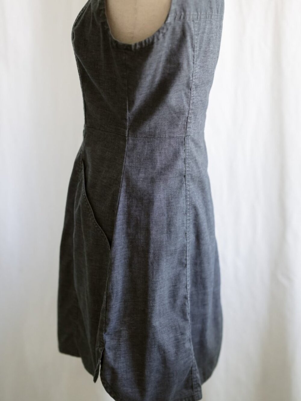 prAna Chambray Button Dress Grey Sleeveless XS - Picture 4 of 6